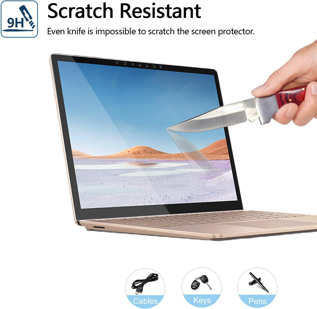 MEGOO [2 Pack Tempered Glass for Surface Laptop 6/5/4/3 15 inch - Bubble-Free Install, Scratch-Resistant, HD Clarity - Image 5