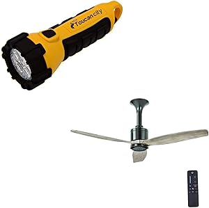 Toucan City LED Flashlight and Home Decorators Collection Chaplin 52 in. Indoor Glossy Black Ceiling Fan with Remote AM443-GLBK