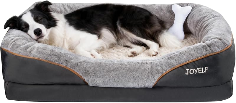 Großes Hundebett Memory Foam orthopädisches Hundebett & Hundesofa mit abnehmbarem waschbarem Bezug und Quietschspielzeug als Geschenk