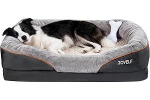 JOYELF Large Memory Foam Dog Bed Orthopedic Dog Bed & Sofa with Removable Washable Cover and Squeaker Toy as Gift
