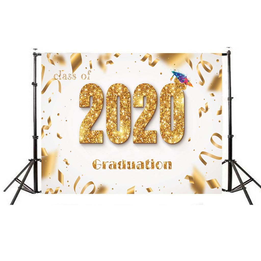 KCPer 150x90cm Durable Fabric Class Graduation Prom Photography Backdrop Gold 2020 Grard Ribbon Grad Celebration Party Banner Background for Picture Photo Photobooth Decoration