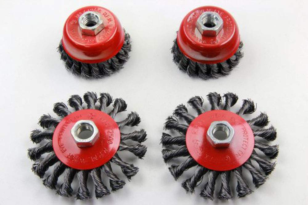 VEWERK 4PC Wire Cup & Wheel Brush Set - Steel Twist Knot 2130