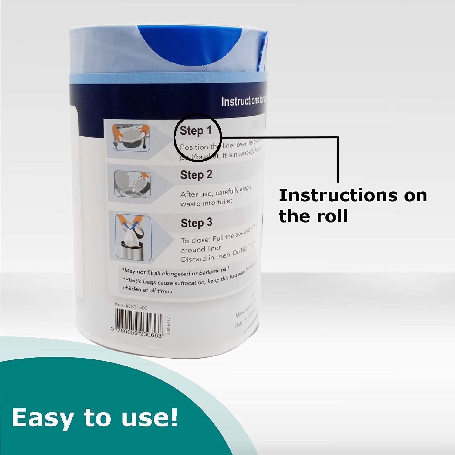 SaniCare Medical Grade Commode Liners - Pack of 50 Thick Disposable Commode Liners - Fits All Standard Bedside Commodes - Eliminates Odors - No Leaks - Never Clean A Commode Again: Health & Personal Care