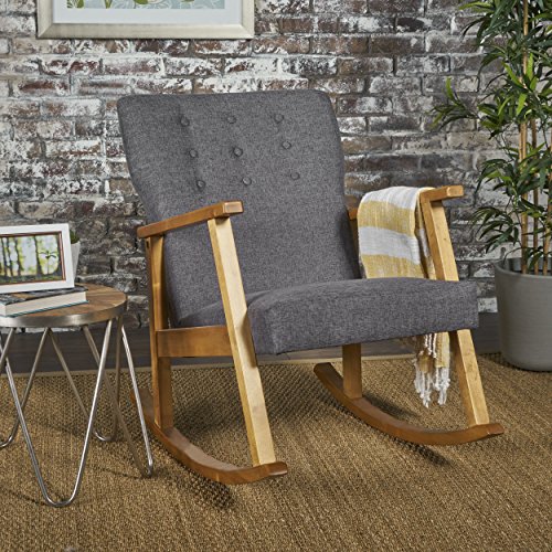 Christopher Knight Home 302188 Hank Mid Century Modern Grey Fabric Rocking Chair