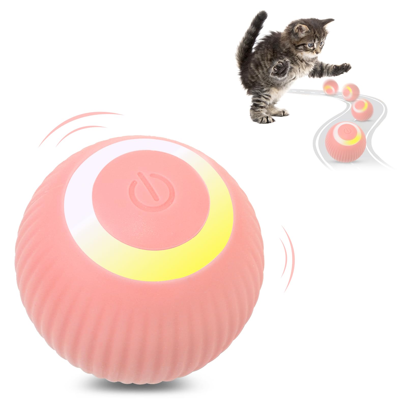 Photo 1 of *****pack of 2****Petbobi Interactive Cat Toy Ball - Automatic Cat Toy with LED Light, USB Rechargeable Self Moving Ball, Indoor Active Rolling Toys, 360°Rotating Smart Sphere, 2 Modes, Fun Gift for Kitten, Pink