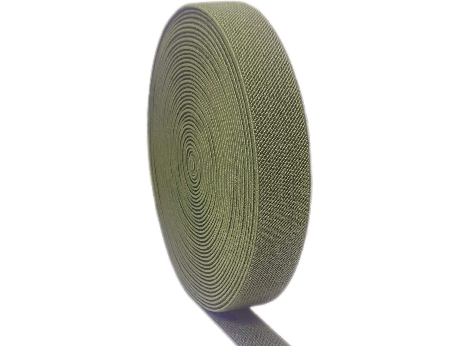 Photo 1 of 1 inch Knit Elastic Band Olive Green 10 Yards Double-Side Twill Woven Elastic Heavy Stretch Elastic Spool for Sewing Pants Waistband, Wigs, Skirts, DIY Craft & Projects Supplies