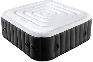 Tlswshsy 4.2Ft Inflatable Hot Tub Cover- Energy Saving Lid for Square Hot Tub- Foldable Protective Rain Overflow Cover for In