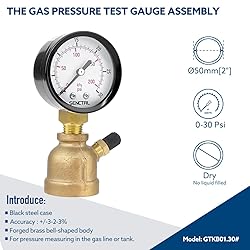 SENCTRL 0-30 Psi Gas Pressure Test Gauge, 2" Dial