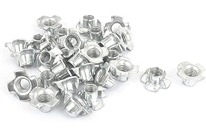 uxcell M8x1.25mm (Pack of 30) 4 Pronged Tee Nut T-Nut for Table Legs Rock Climbing Wall Woodwork Holds Wood Cabinetry