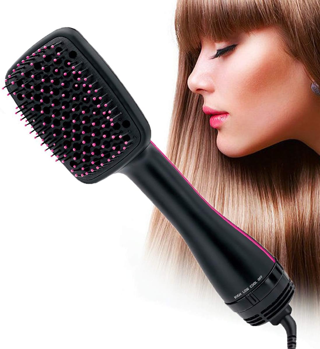 Hair Dryer Brush Ionic Hair Straightener Brush, 3-in-1 One Step Hair Dryer and Styler, Hot Air Brush Reduce Frizz and Static for All Hair Types