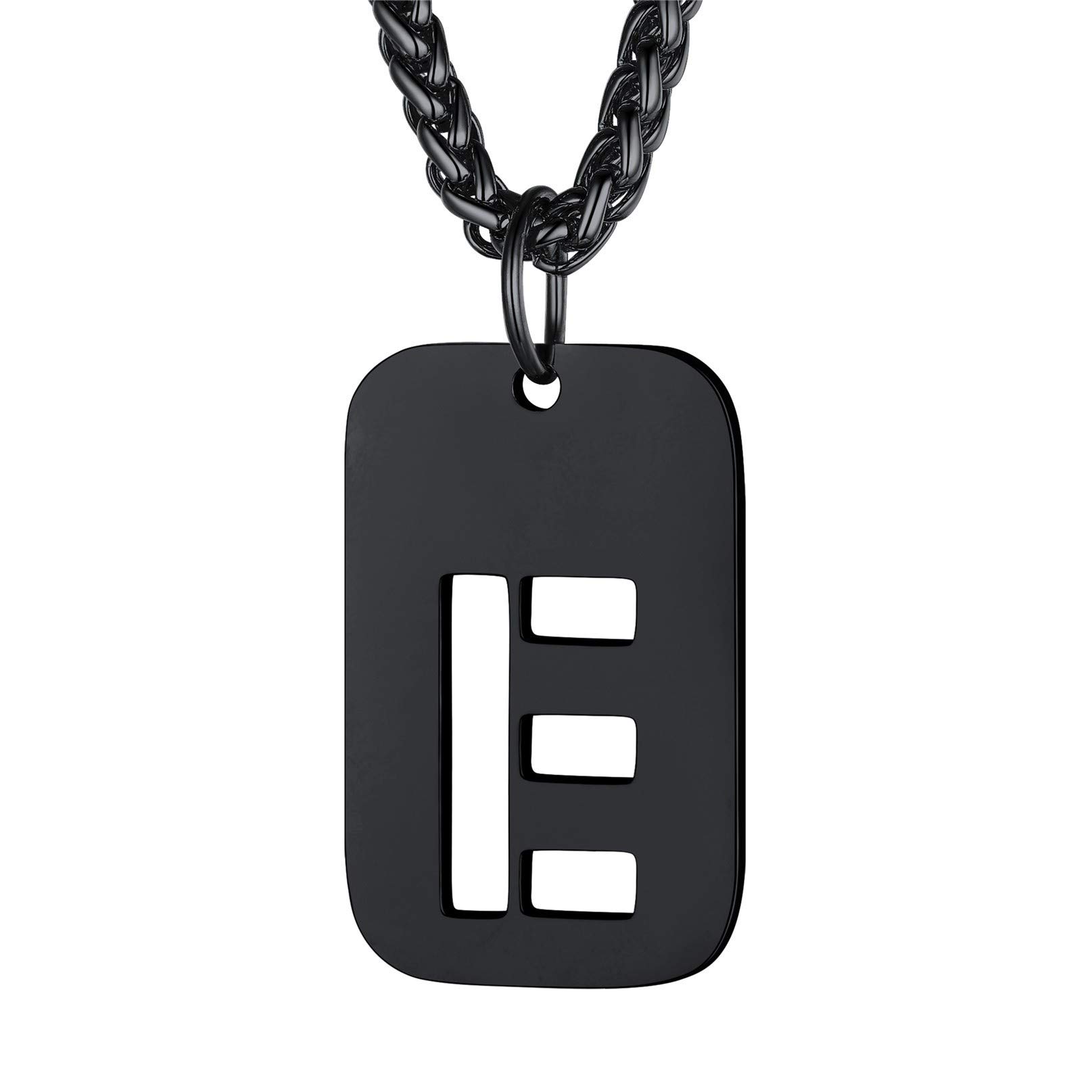 Bandmax Initial Letter For Men Women Necklace Chain Dog Tags Army Chain Stainless Steel 26 Alphabet Hollow Capitals Boy Chains With Pendants Jewelry Steel/Black Necklace Chain For Men