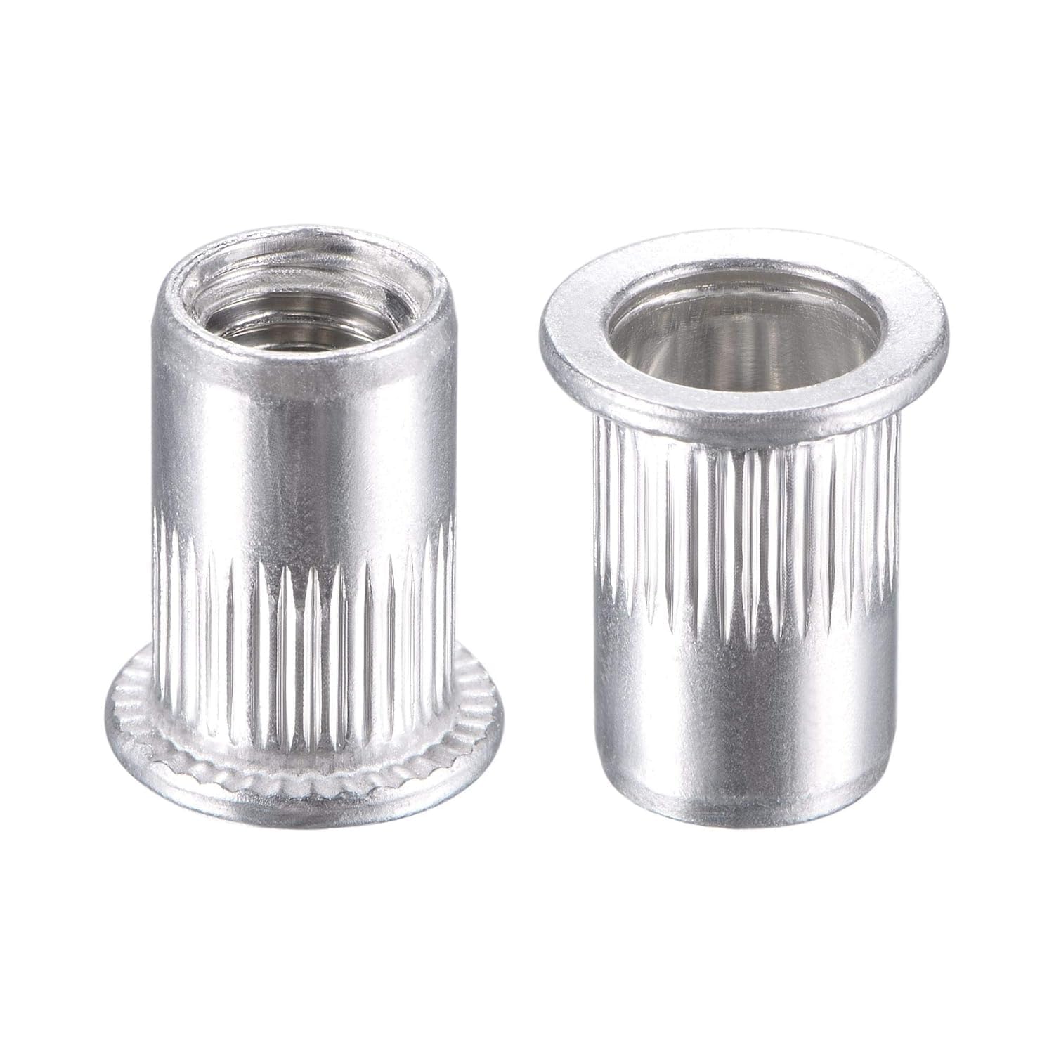 TA-VIGOR 25Pcs M8 Rivet Nuts, Aluminium Alloy Knurled Flat Head Threaded Insert Nut Silver for Automotive Furniture