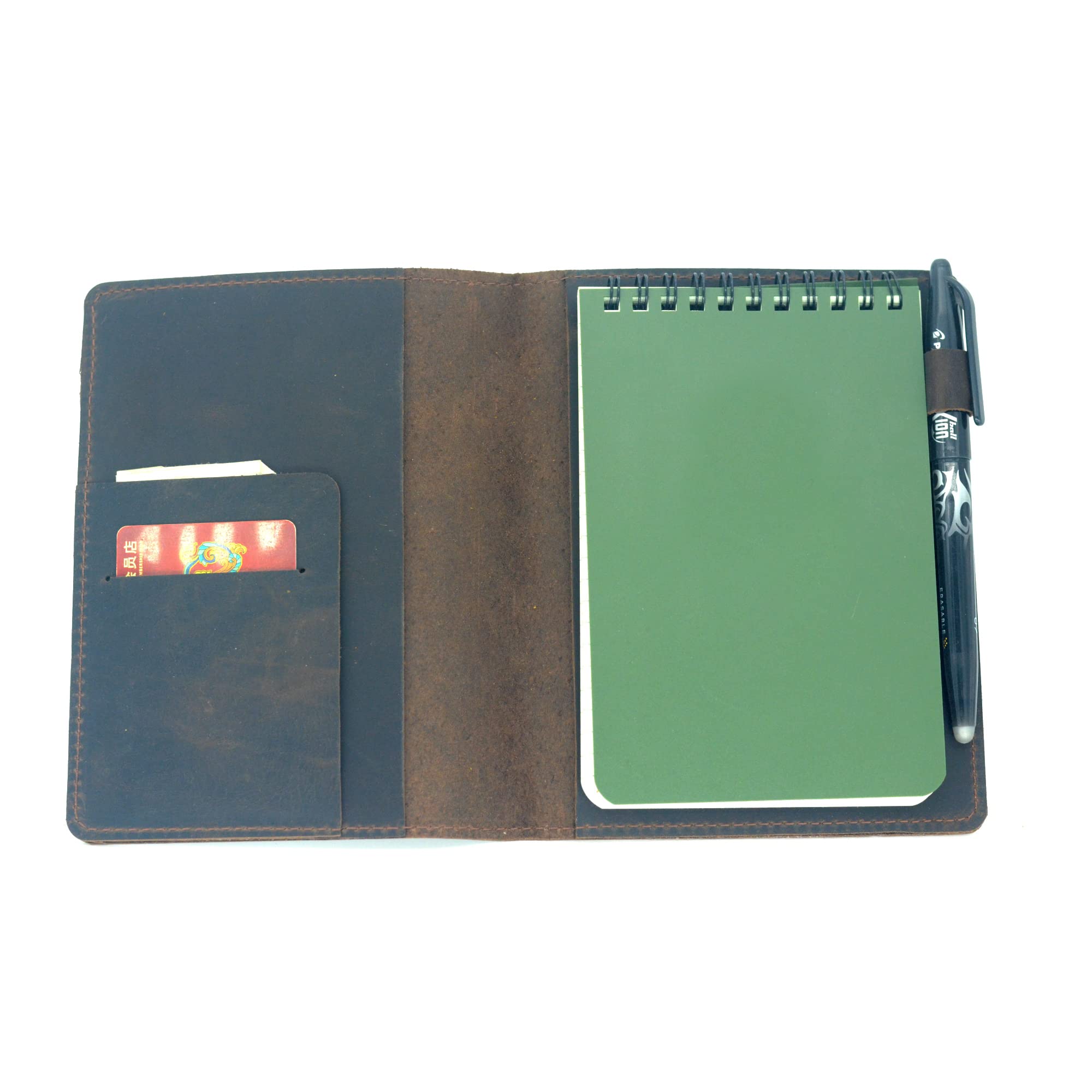JJNUSA Leather Cover Compatible With Rite in the Rain Spiral Notebooks Distressed Genuine Leather Cover for Bound Notebook Cover 4" x 6" (Dark Brown)