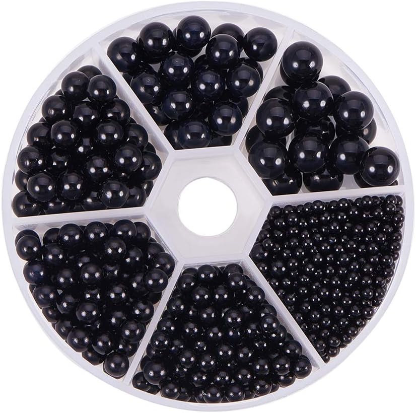 PandaHall Elite About 1113 pcs 6 Sizes No Holes/Undrilled Imitated Round Acrylic Pearl Beads for Vase Fillers Wedding, Party