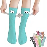 ARTSIM Magnetic Hand Holding Socks for Couple Friends Kids - 3D Doll Mid-Tube Cute Novelty Xmas Socks