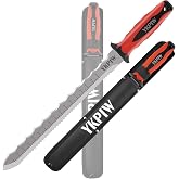 YKPIW Insulation Knife with Measuring Scale, Stainless Steel Double-Sided Serrated Insulation Cutter Tool with Nylon Sheath for Rockwool, Foam, Fiberglass, Drywall, Lawn and Garden