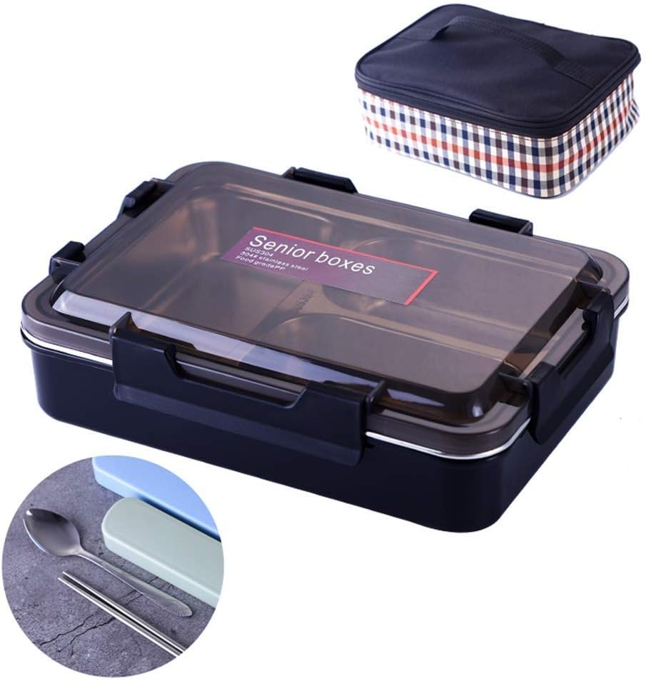 Insulated container lunch DUDDP Traditional Compartmental Bento Box Lunch Box Leakproof Bento Box Bento Food Containers With Cutlery Set Food Container (color : B, Size : 3 grid)