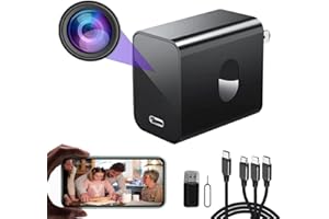 GIAOQ 4K Spy Camera Charger Supports 2.4G/5G WiFi, Spy Camera Hidden Camera, Wireless Mini Spy Camera, Small Secret Camera, Nanny Cam Hidden Camera with Human Detection, 160° Wide View-Angle, Auto Night