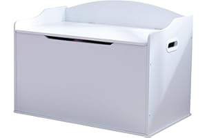 KidKraft Austin Wooden Toy Box/Bench with Safety Hinged Lid, White