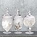 Small Glass Apothecary Jars with Lids, 3-PC Kitchen Canisters 8/9/11-inch , Bathroom Organizers, Decorative Storage Containers For Cookie & Candy Buffet, Home, Party & Wedding Centerpiece, Gift Idea