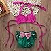 Infant Baby Girls Swimsuit Bikini Set Strap Top+Mermaid Lace Tulle Shorts Pants (6-12M, Green)