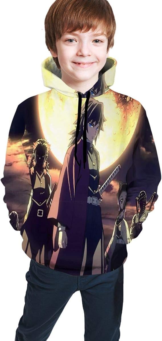 Amazon Co Jp Na 鬼滅の刃 キッズ パーカー アニメ おしゃれ カジュアル 長袖 プルオーバー ポケット付き 子供服 青少年 春秋冬用 フード付きセーター 通学 ジャージ スウェット フード付きxl 18 服 ファッション小物