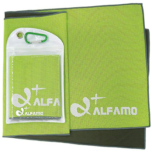 Cooling Rag for Personal Heat Absorbing (Green/Charcoal, S) Cooling Towel Cool Rag Cool Device for Yard Work Cold Therapy Heat Stress Prevention Vacation to Hot Areas & Free Gift Bag Carabiner Clips