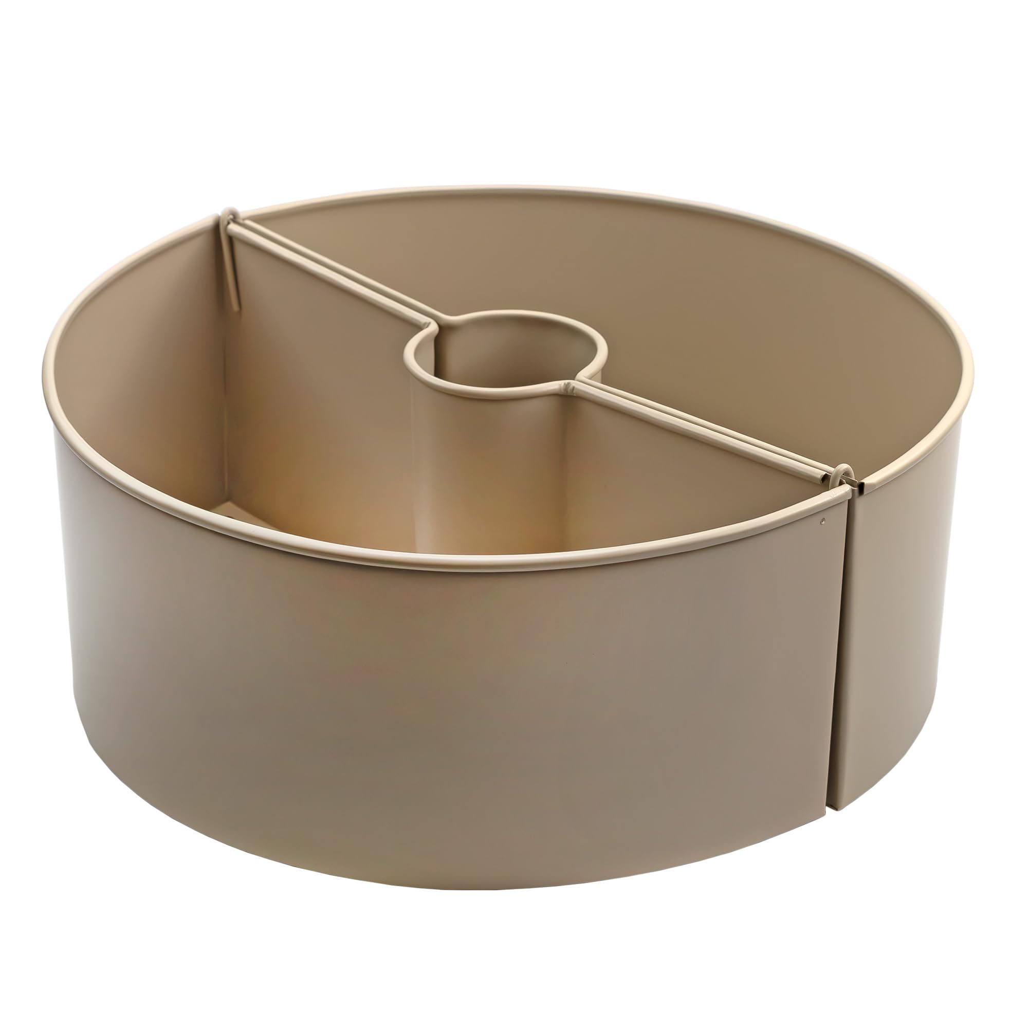 Photo 1 of AuldHome Design Umbrella Planter for Patio Table (Beige/Greige), w/Umbrella Hole, Enamelware Half-Circle Planter Pots