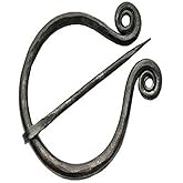 SZCO Supplies Medieval Cloak Pin - 4.25 Inch Carbon Steel Celtic Brooch for Cloaks and Shawls, Viking-Style Fastener with Swivel Prong