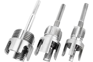 Wolfride 3Pcs Pipe Thread Cutting Tool, Integrated Internal & External Pipe Threading Tool PVC & Plastic Pipe Threader Kit 1/2" 3/4" 1"