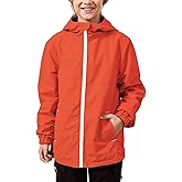 Wyeysyt Boys Rain Jackets Waterproof Hooded Fleece Raincoats Lightweight Windbreakers Jackets for Kids