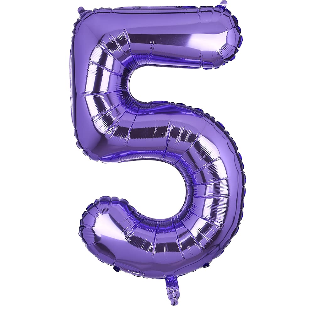 100 cm Large Purple Number 5 Foil Balloon Foil Mylar Giant Girl Helium Balloons Birthday Party Decoration Supplies Baby