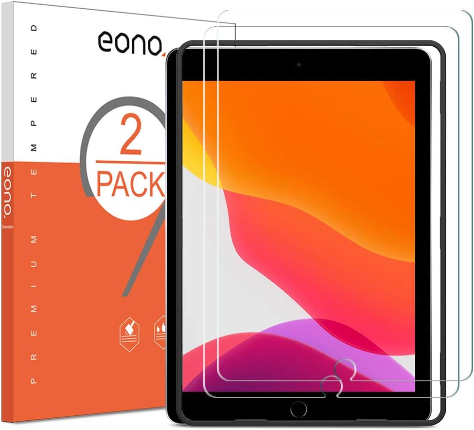 Eono by Amazon - [2 Piezas] Protector de Pantalla para iPad 10.2 (2019) y iPad Air/ iPad Pro, Cristal Templado, Sin despegamiento, Sin Burbujas, con Posicionador…