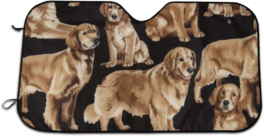 Kejbr Golden Retrievers Golden Windshield Sunshade for Car Foldable UV Ray Reflector Auto Front Window Sun Shade Visor Shield Cover, Keeps Vehicle Cool (51" X 27.5")