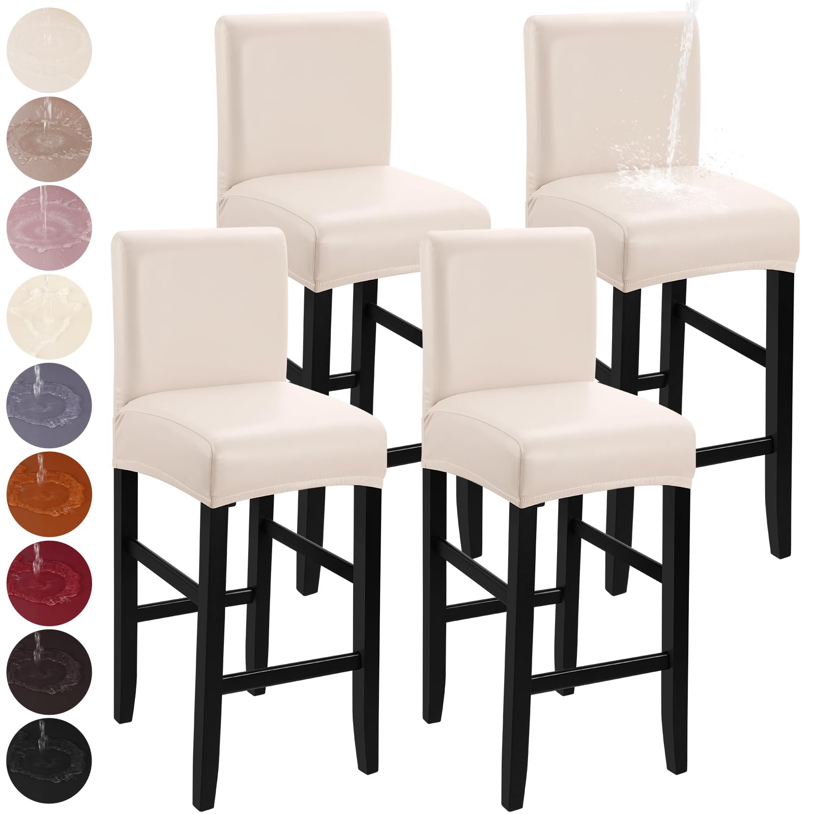 YISUN Bar Stool Covers, Stretch Waterproof PU Bar
