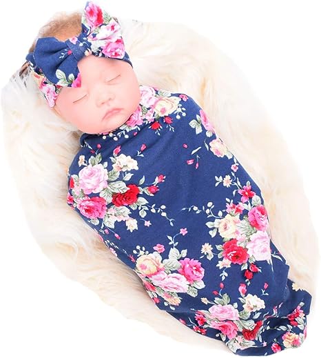 blue floral swaddle