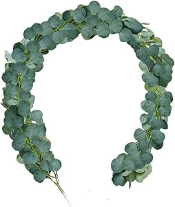 Aviviho Eucalyptus Garland Artificial Silver Dollar Eucalyptus Leaves Garland 2 Pack 6.2feet Greenery Garland for Wedding Table Backdrop Table Arch Doorways Wall Décor