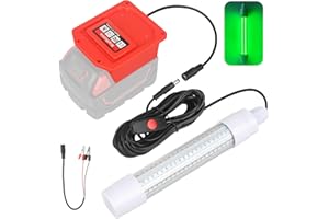 Krythonix Underwater Green Fishing Light Compatible for Milwaukee M18 Battery,Fishing Lights LED Underwater for Crappie and Squid Attracting,13W,1512 lumens,Green Dock Light(No Battery)