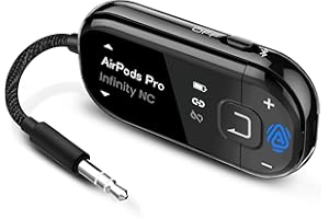 Avantree Voyager – OLED Display & Latest Auracast Bluetooth 5.4 Adapter for Airplane, Qualcomm Chip & aptX Adaptive, Wireless Audio Transmitter for Headphones, AirPods, Travel & Flight