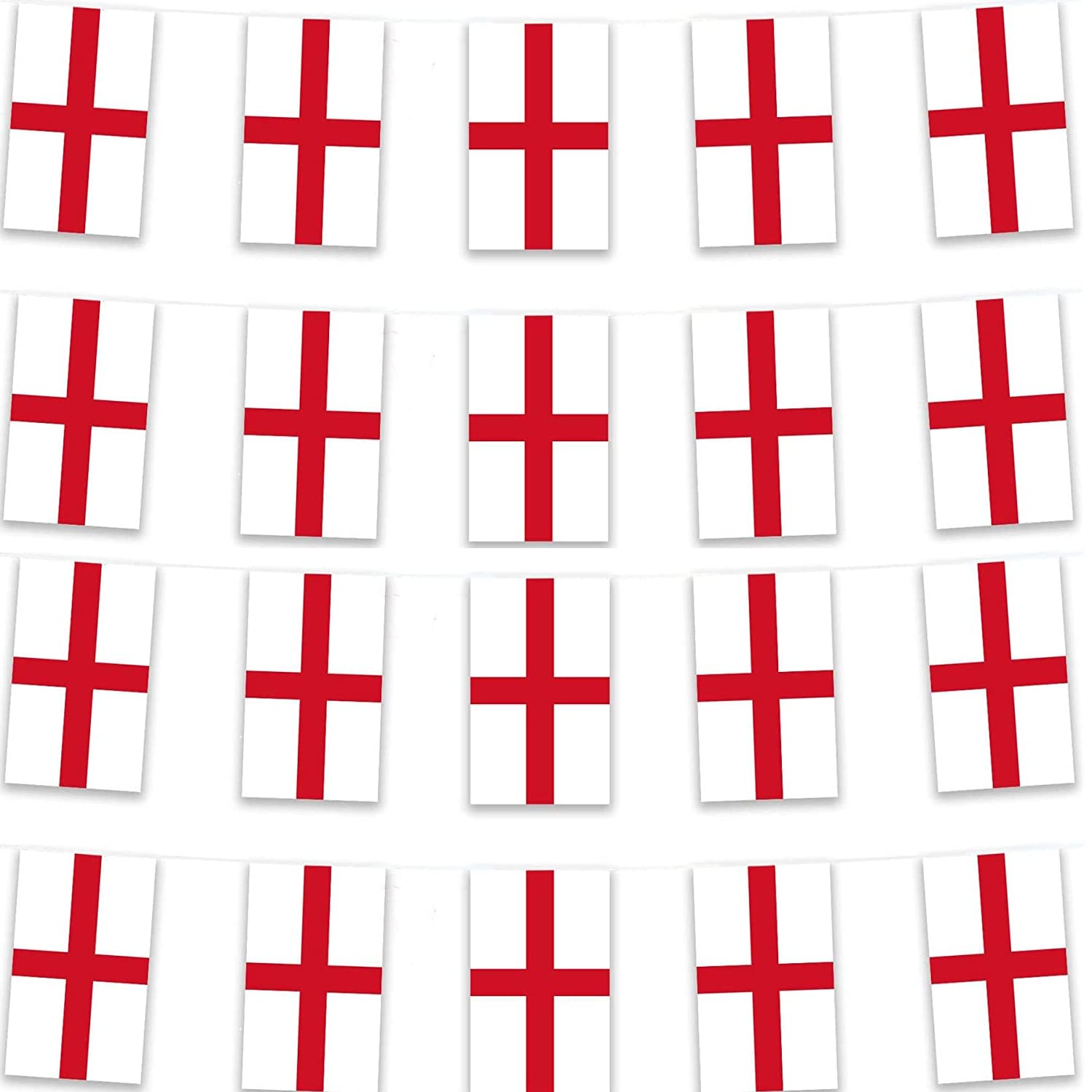 England Bunting Banner, 10m Long 38 Bunting Flags for St. Georges Day, European Euros Cup Team Supporters World Championship Sports, National, Patriotic, Rugby Decorations (Style 1)