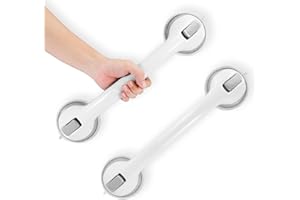 REYIU Grab Bars for Bathtubs and Showers, 2025 Updated 2 Pack Shower Handle 16 in Heavy Duty Suction Cup for Shower, Bathroom Safety Bar for Elderly Gray