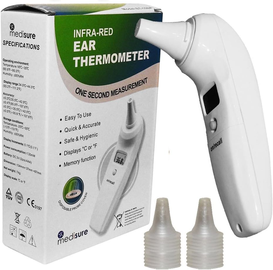Childrens Thermometer Digital Baby Ear Thermometer with 20 Plastic Disposable Probe Covers
