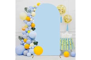 Albassa Arch Backdrop Cover 2-Sided Spandex Wedding Arch Covers Fitted Round Top Chiara Backdrop Stand Cover for Baby Shower Birthday Party Wedding Decoration (Dusty Blue, 6FT)