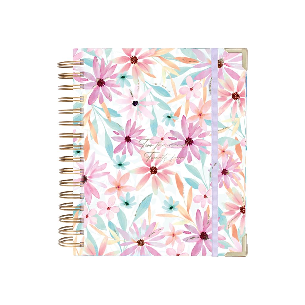 Nukua Notes - Agenda 2024 January to December (12 months) - Day Page - A5 (15.5x20.5cm) - Spanish and English - Golden Rings - Candela