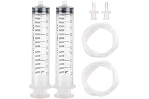 DEPEPE 2pcs 100ml Large Plastic Syringe with 2pcs 47in Handy Plastic Tubing and Luer Connections for Scientific Labs, Measuring, Watering, Refilling, Filtration, Feeding