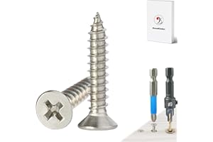 EASEKINDER Wood Screws - 120PCS Flat Head Phillips Screws, 304 Stainless Steel Screw with Adjustable Wood Countersink Kit (#6 x 3/4")