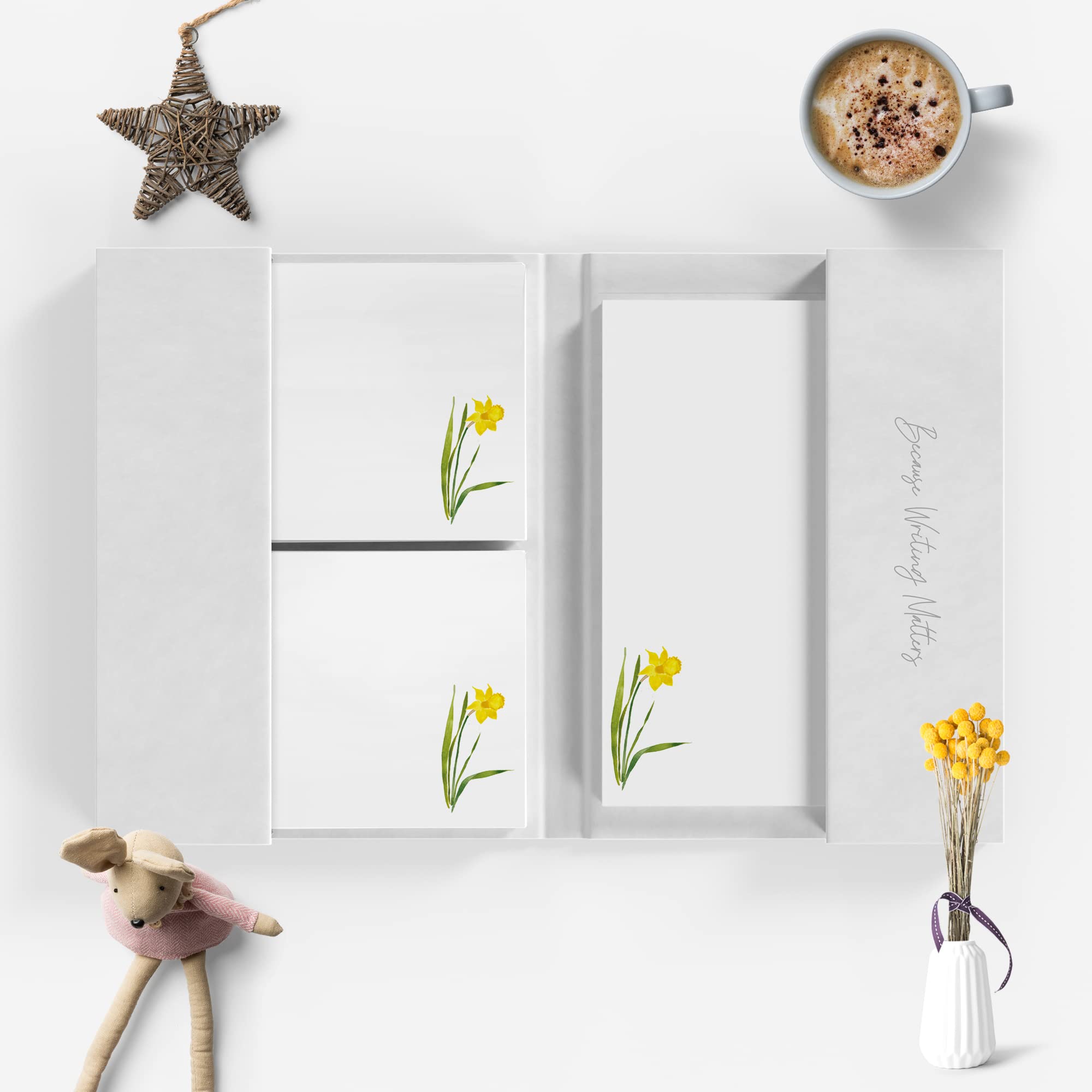 Me Loovely Yellow Daffodil Letter Writing Paper and Envelopes Set A5 Size Letters Papers Luxury Stationery Supplies | Christmas Gifts | Multipack of 20 (with Folder)