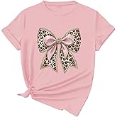 SweatyRocks Women's Short Sleeve Bow Graphic T Shirts Summer Casual Crewneck Tees