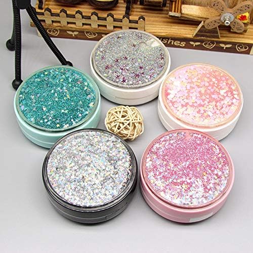 Cute Fashion Contact Lens Case,Portable Travel Glitter Luxury Bling Stars Liquid Quicksand Contact Lens Cases Eye Care Set(Black-2)