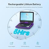 ieGeek 12.5" Portable DVD Player with 10.5" Swivel Screen Purple view 3
